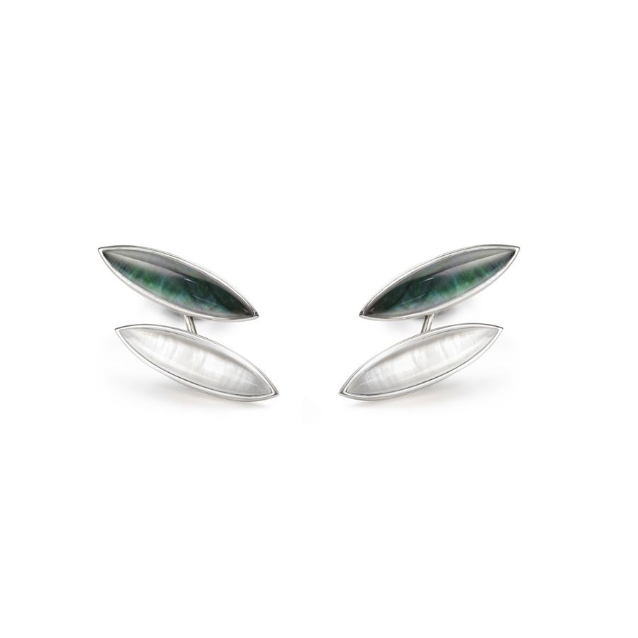 'Navetta' piercing earrings AURUM | OR PRCNARG VERDE MOP BIA
